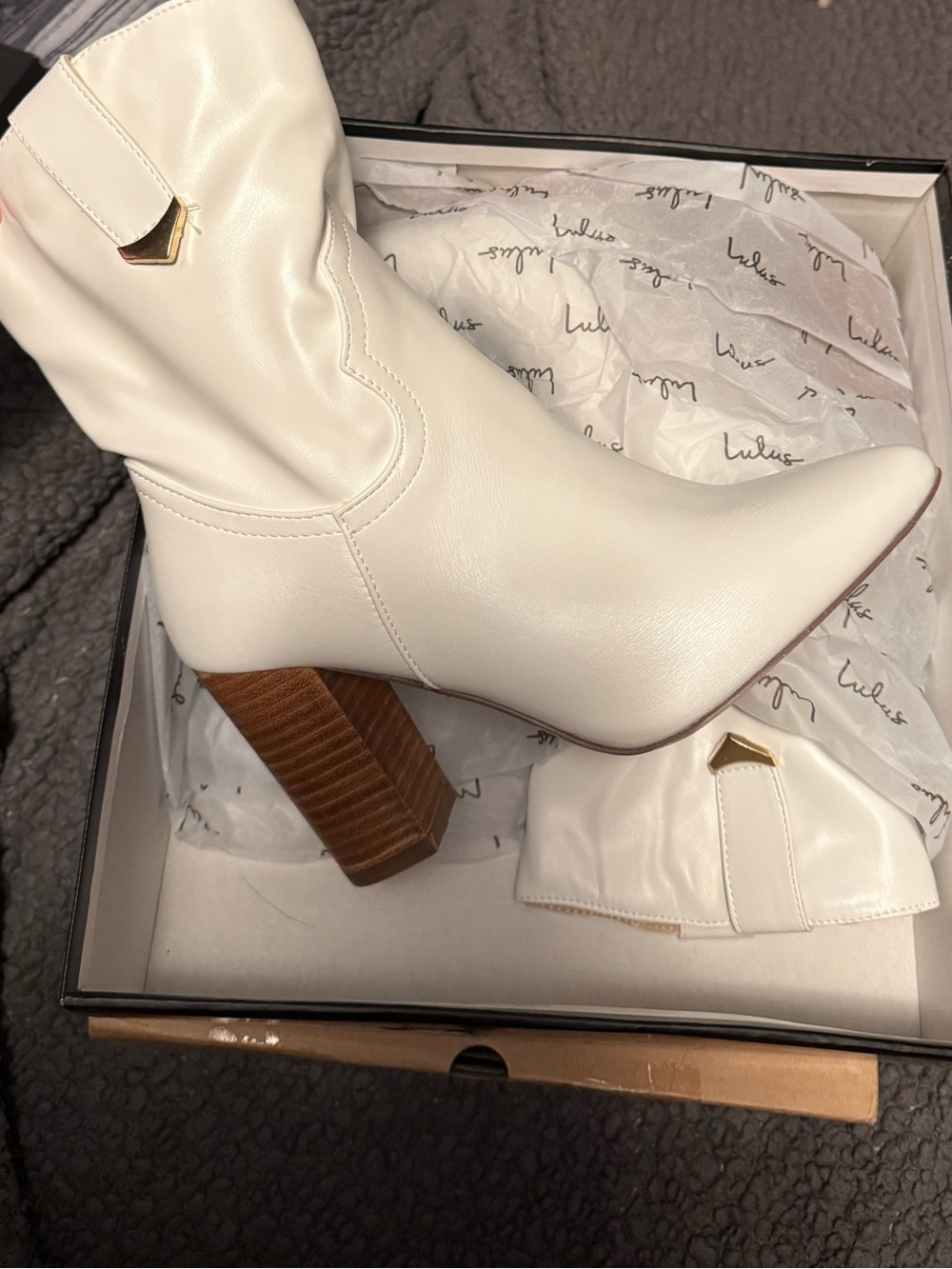 Lulu's White Mid-Calf Block Heel Boots